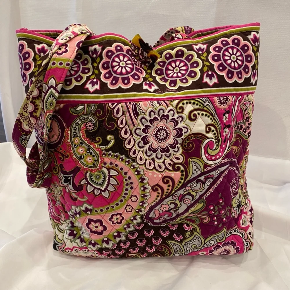 Vera Bradley Very Berry Paisley Pink and Brown Tote Bag